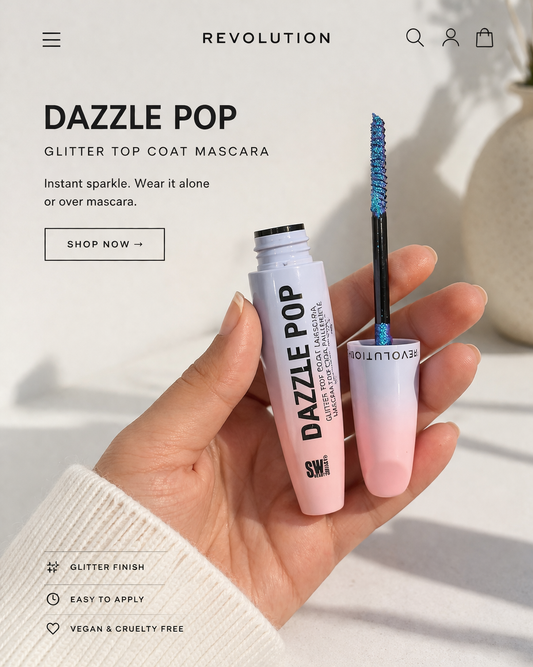 Makeup Revolution Dazzle Pop Blue Glitter Mascara