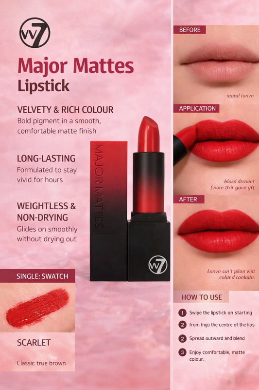 W7 Major Mattes Lipstick Shade Entourage
